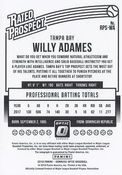 2018 Donruss Optic - Rated Prospect Signatures #RPS-WA Willy Adames Back
