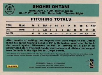 2018 Donruss Optic - Rated Rookie Retro 1984 #RR1 Shohei Ohtani Back