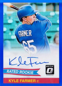 2018 Donruss Optic - Rated Rookie Retro 1984 Signatures Blue #84S-KF Kyle Farmer Front