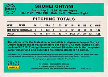 2018 Donruss Optic - Rated Rookie Retro 1984 Signatures Blue #84S-SO Shohei Ohtani Back