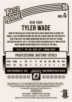 2018 Donruss Optic - Rated Rookies Signatures #RRS-TW Tyler Wade Back