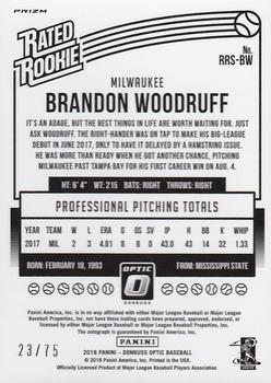 2018 Donruss Optic - Rated Rookies Signatures Blue #RRS-BW Brandon Woodruff Back