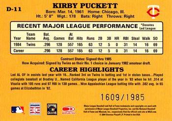 2005 Donruss - 1985 Reprints #D-11 Kirby Puckett Back