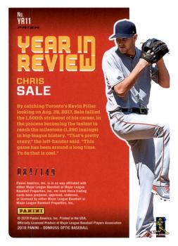 2018 Donruss Optic - Year in Review Blue #YR11 Chris Sale Back