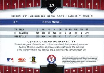 2005 Donruss Champions - Impressions Material #27 Kevin Mench Back