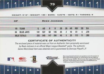 2005 Donruss Champions - Impressions Material #79 Reed Johnson Back