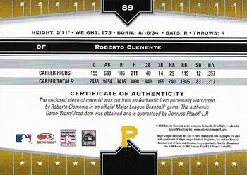 2005 Donruss Champions - Impressions Material #89 Roberto Clemente Back