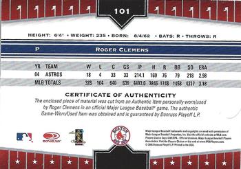 2005 Donruss Champions - Impressions Material #101 Roger Clemens Back