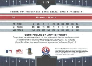 2005 Donruss Champions - Impressions Material #117 Rondell White Back