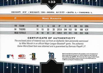 2005 Donruss Champions - Impressions Material #133 Mike Maroth Back
