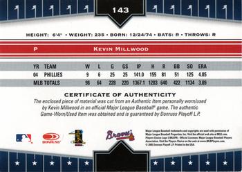2005 Donruss Champions - Impressions Material #143 Kevin Millwood Back