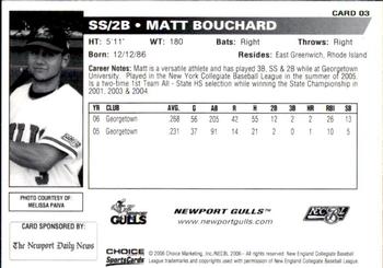 2006 Choice Newport Gulls #3 Matt Bouchard Back