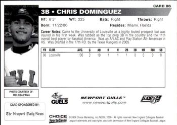 2006 Choice Newport Gulls #6 Chris Dominguez Back