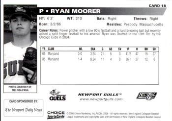 2006 Choice Newport Gulls #18 Ryan Moorer Back