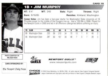 2006 Choice Newport Gulls #19 Jim Murphy Back
