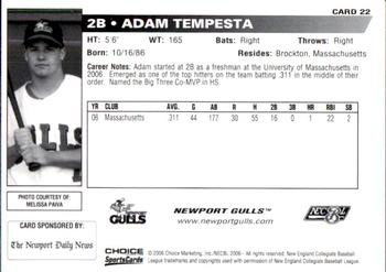 2006 Choice Newport Gulls #22 Adam Tempesta Back