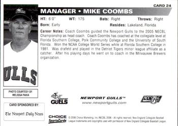 2006 Choice Newport Gulls #24 Mike Coombs Back