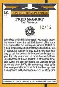 2005 Donruss Champions - Recollection Collection #16 Fred McGriff Back