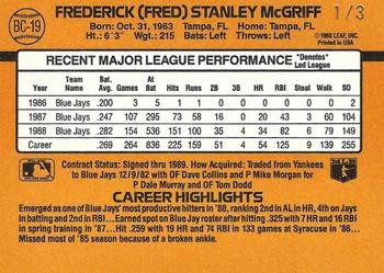2005 Donruss Champions - Recollection Collection #BC-19 Fred McGriff Back