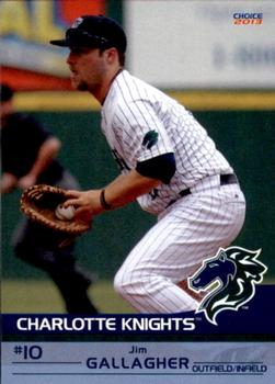 2013 Choice Charlotte Knights #8 Jim Gallagher Front