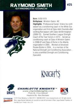 2013 Choice Charlotte Knights #25 Raymond Smith Back