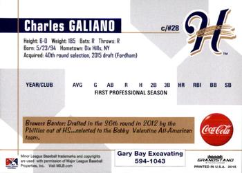 2015 Grandstand Helena Brewers #13 Charles Galiano Back