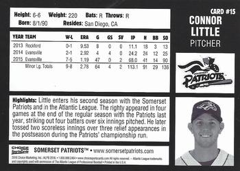 2016 Choice Somerset Patriots #15 Connor Little Back