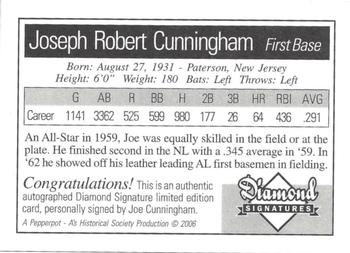 2006 Philadelphia Athletics Historical Society Diamond Signatures #NNO Joe Cunningham Back