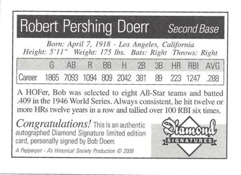 2006 Philadelphia Athletics Historical Society Diamond Signatures #NNO Bob Doerr Back