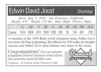 2006 Philadelphia Athletics Historical Society Diamond Signatures #NNO Eddie Joost Back