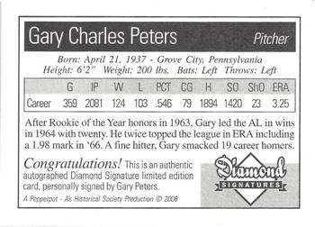2006 Philadelphia Athletics Historical Society Diamond Signatures #NNO Gary Peters Back