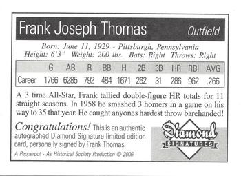 2006 Philadelphia Athletics Historical Society Diamond Signatures #NNO Frank Thomas Back