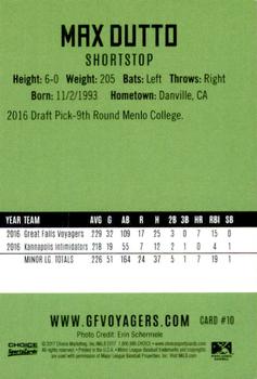 2017 Choice Great Falls Voyagers #10 Max Dutto Back