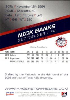 2018 Choice Hagerstown Suns #5 Nick Banks Back
