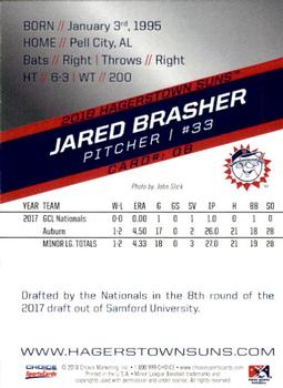 2018 Choice Hagerstown Suns #8 Jared Brasher Back