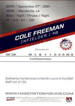 2018 Choice Hagerstown Suns #15 Cole Freeman Back