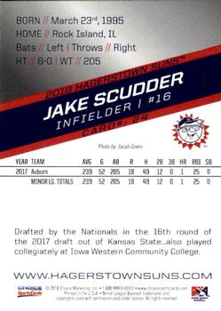 2018 Choice Hagerstown Suns #24 Jake Scudder Back