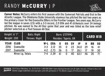 2018 Choice Somerset Patriots #18 Randy McCurry Back