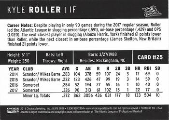2018 Choice Somerset Patriots #25 Kyle Roller Back