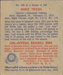 1949 Bowman #166 Mike Tresh Back