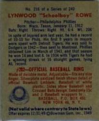 1949 Bowman #216 Lynwood 