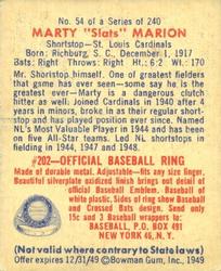 1949 Bowman #54 Marty 
