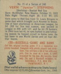 1949 Bowman #71 Vern 