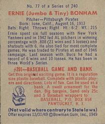 1949 Bowman #77 Ernie 