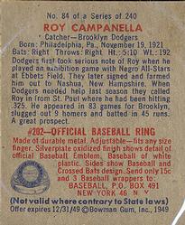 1949 Bowman #84 Roy Campanella Back