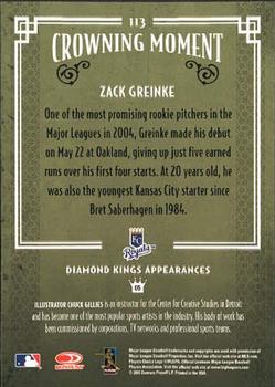 2005 Donruss Diamond Kings #113 Zack Greinke Back