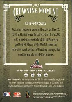 2005 Donruss Diamond Kings #307 Luis Gonzalez Back