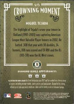 2005 Donruss Diamond Kings #415 Miguel Tejada Back