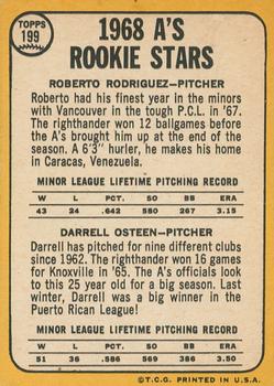 2015 Topps - Topps Originals Buybacks 1968 #199 A's 1968 Rookie Stars (Roberto Rodriguez / Darrell Osteen) Back