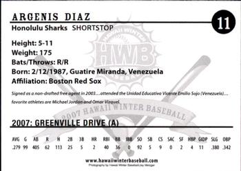 2007 Honolulu Sharks #NNO Argenis Diaz Back
